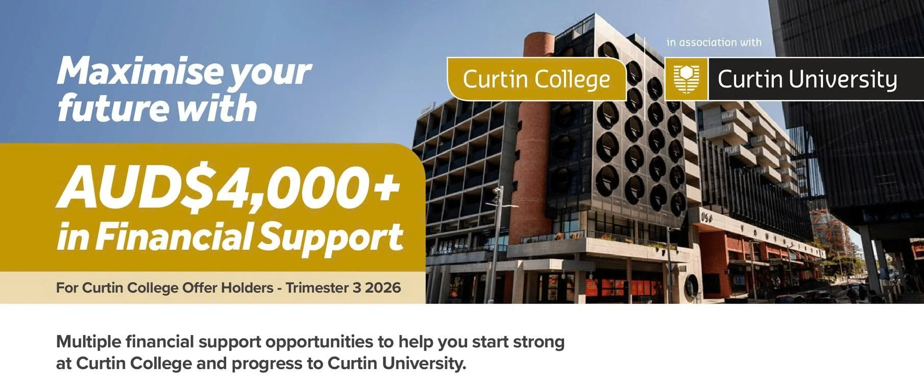 Học bổng Curtin College: Cơ hội nhận AUD$4,000 hỗ trợ tài chính và học bổng lên đến 15%