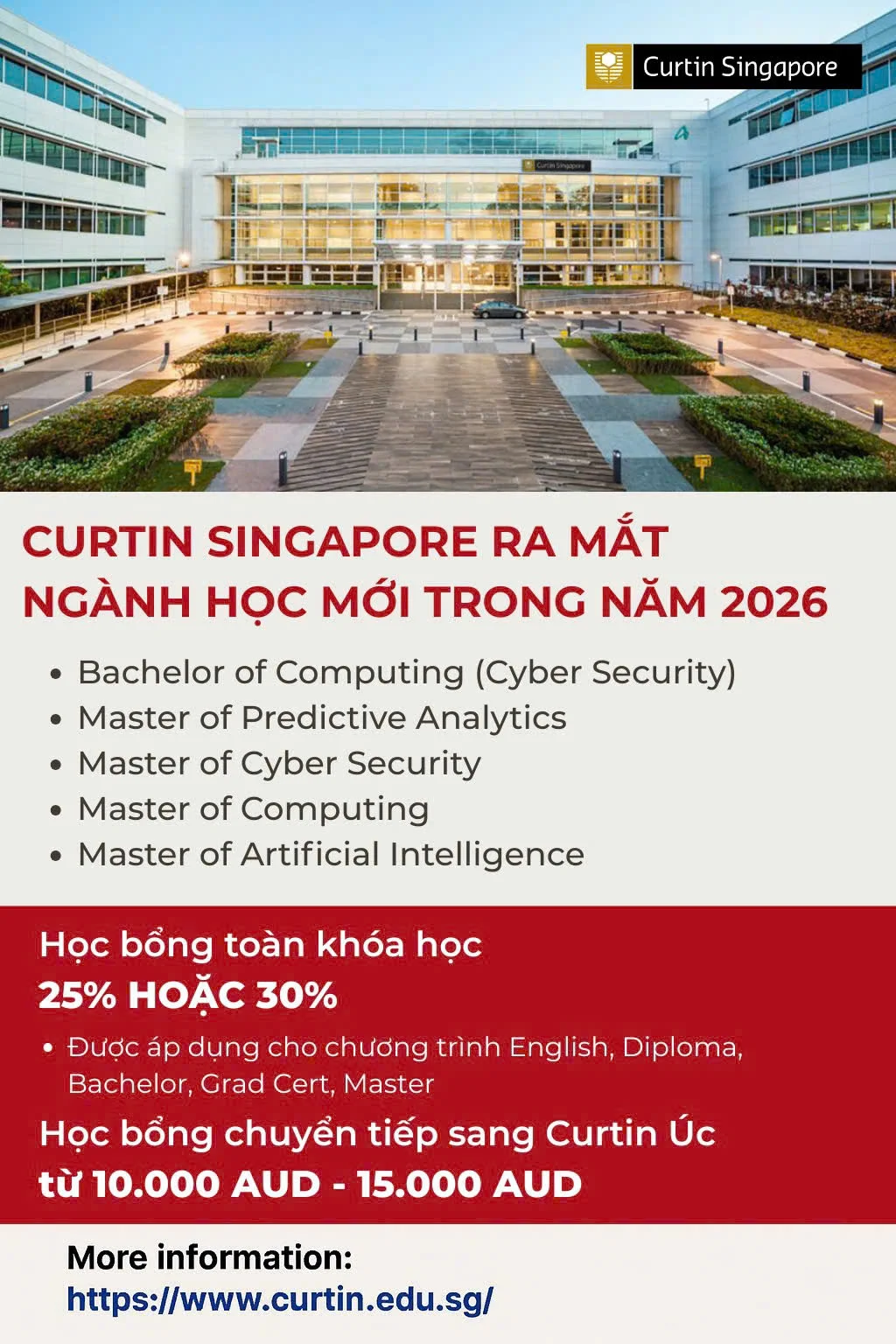 Curtin Singapore Chính Thức Ra Mắt Các Ngành Học Mới Năm 2026